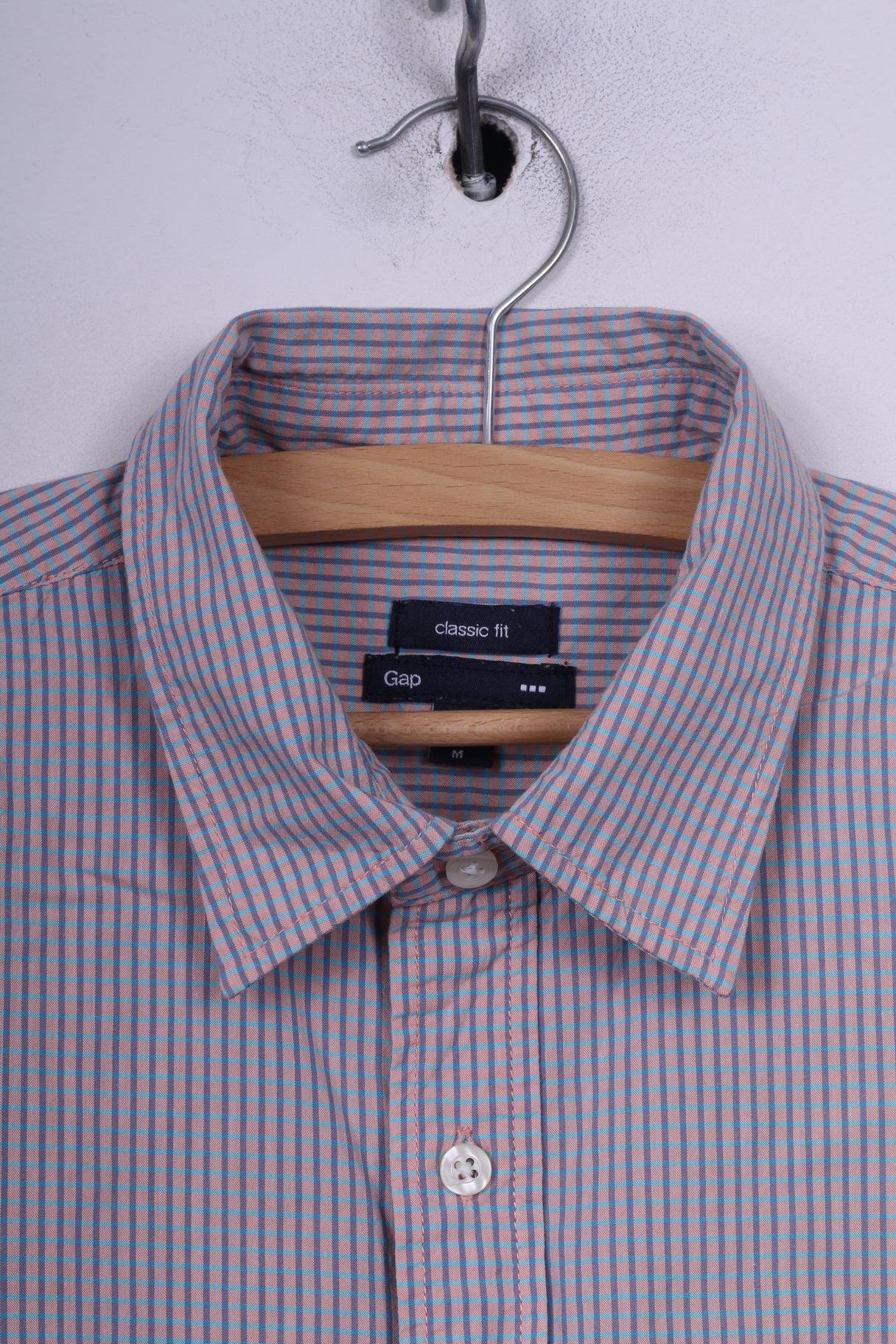 Gap Camicia casual da uomo M Manica corta Vestibilità classica Mini check Tibtan Rose Top estivo 