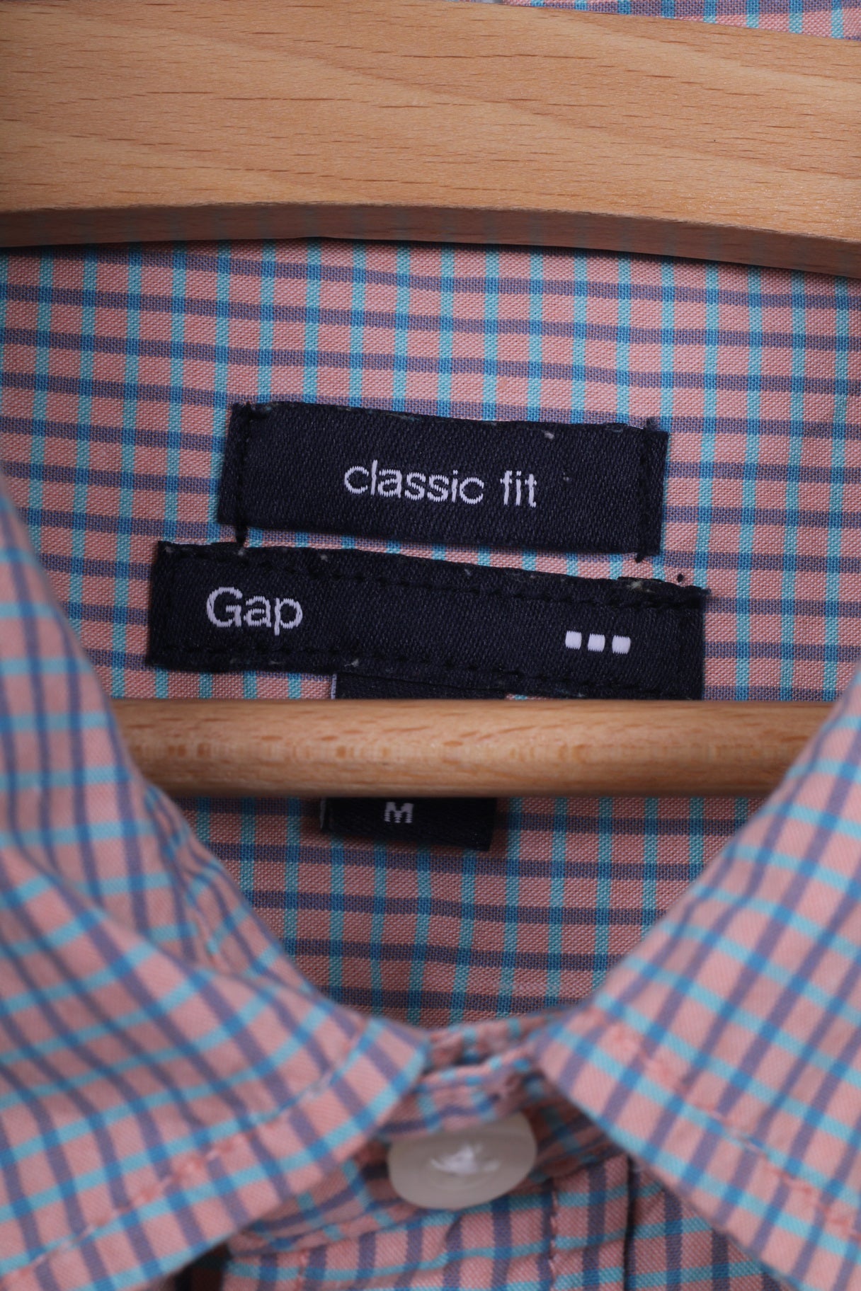Gap Camicia casual da uomo M Manica corta Vestibilità classica Mini check Tibtan Rose Top estivo 
