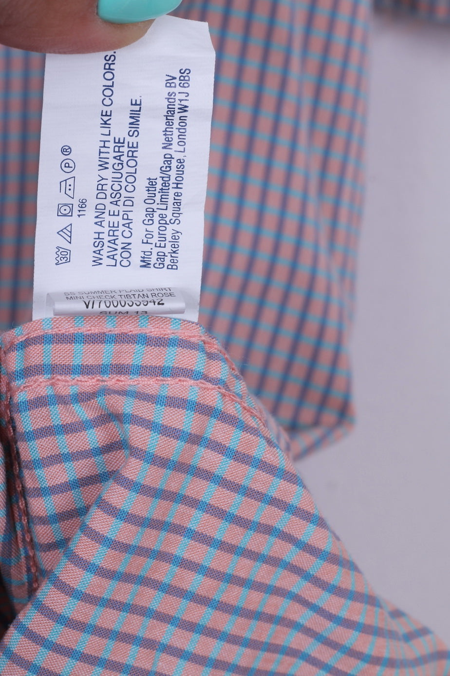 Gap Camicia casual da uomo M Manica corta Vestibilità classica Mini check Tibtan Rose Top estivo 