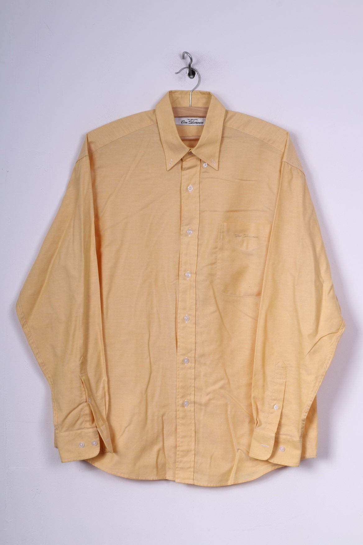 Ben Sherman Mens 15.5 39/40 XL Casual Shirt Button Down Collar Yellow Long Sleeve