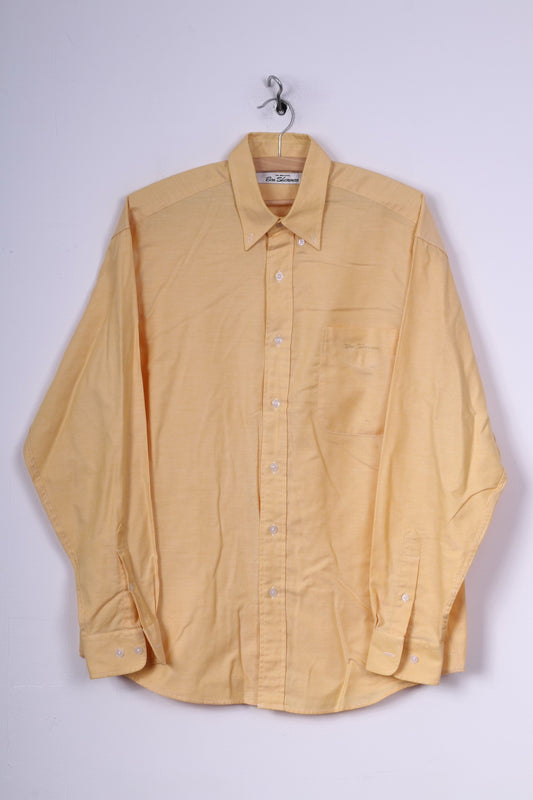 Ben Sherman Chemise décontractée pour homme 15,5 39/40 XL Col boutonné Jaune Manches longues 