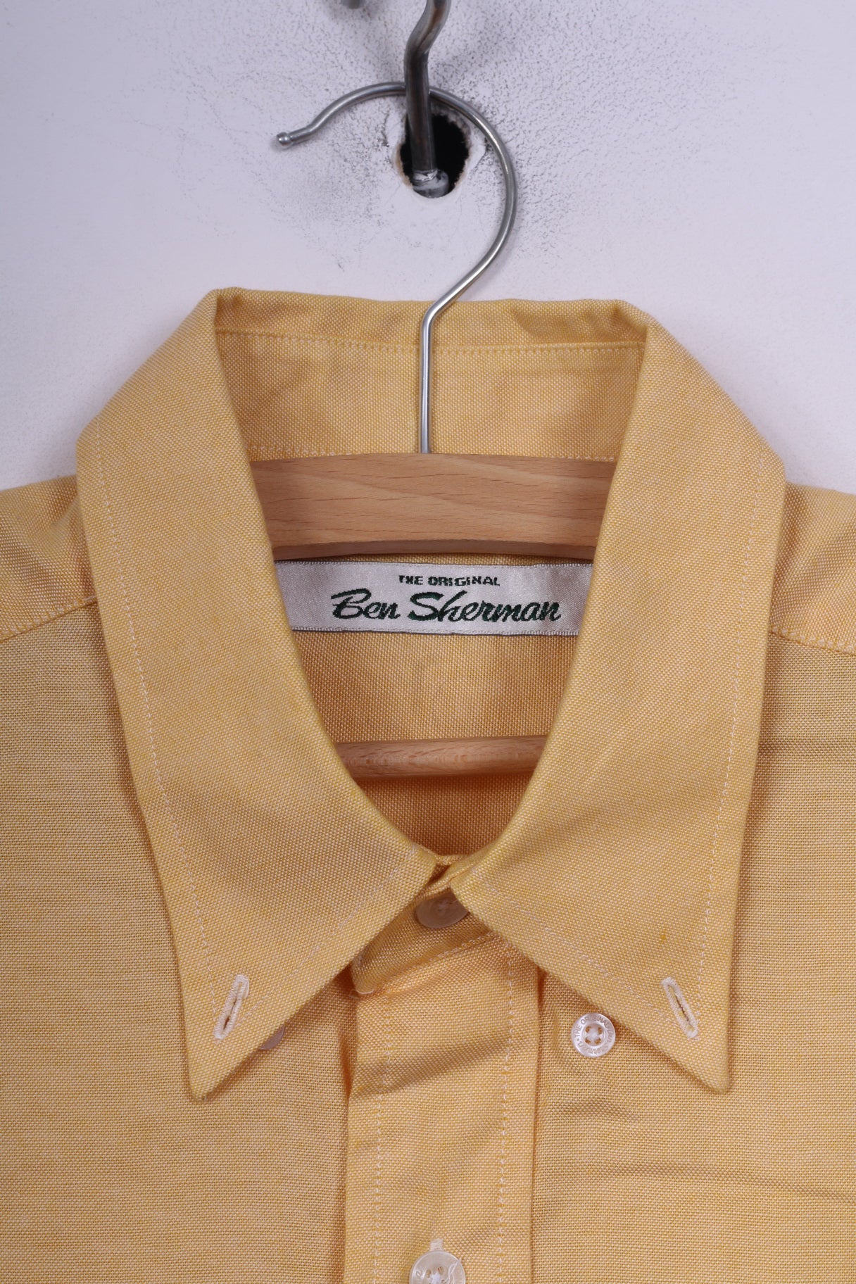 Ben Sherman Mens 15.5 39/40 XL Casual Shirt Button Down Collar Yellow Long Sleeve