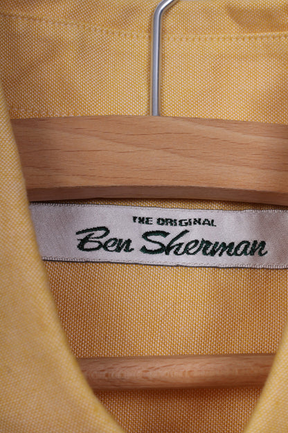 Ben Sherman Chemise décontractée pour homme 15,5 39/40 XL Col boutonné Jaune Manches longues 