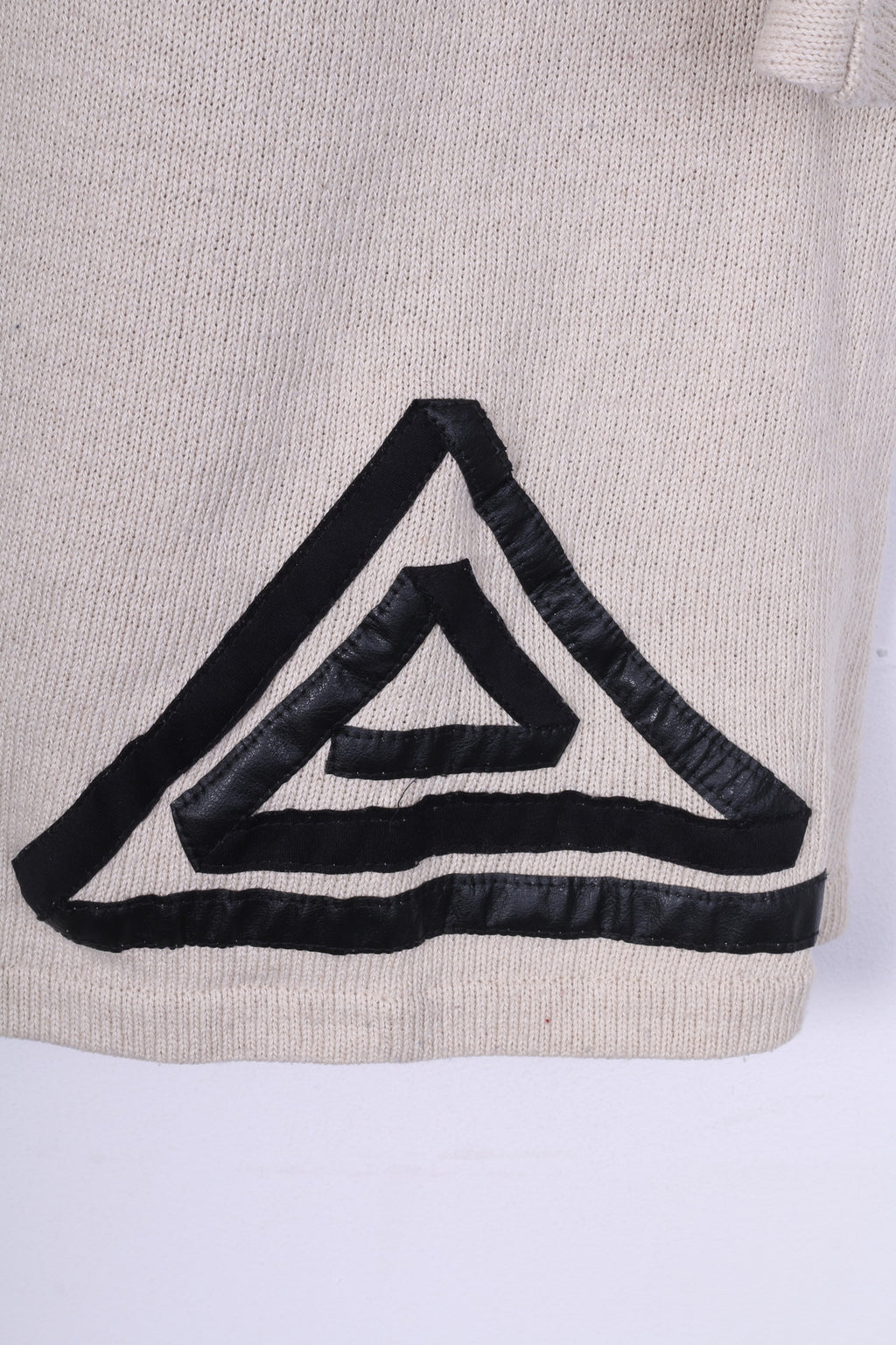 Csar Womens One Size Cardigan Beige Linen Jumper Button Front Shoulder Pads Vintage