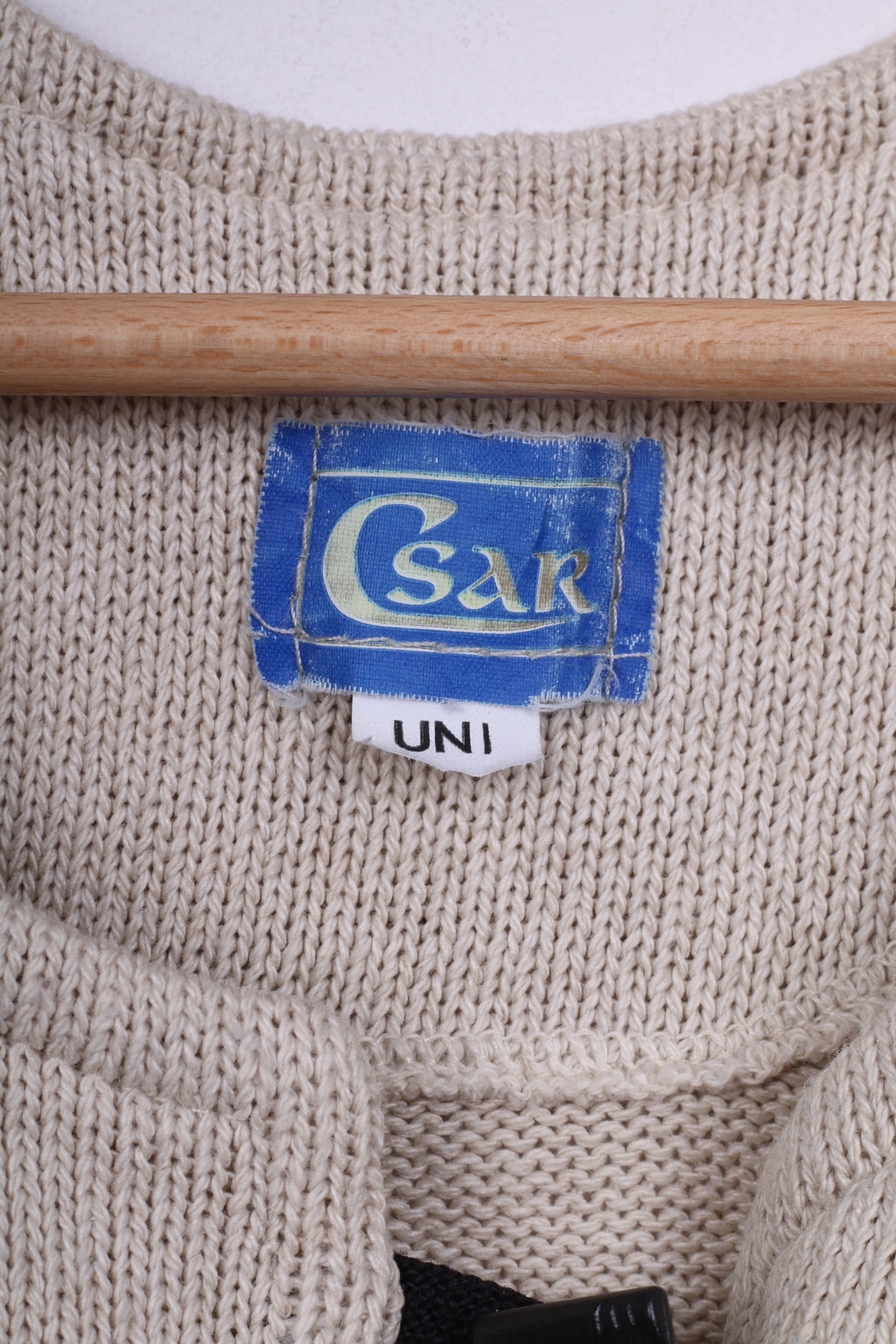 Csar Womens One Size Cardigan Beige Linen Jumper Button Front Shoulder Pads Vintage