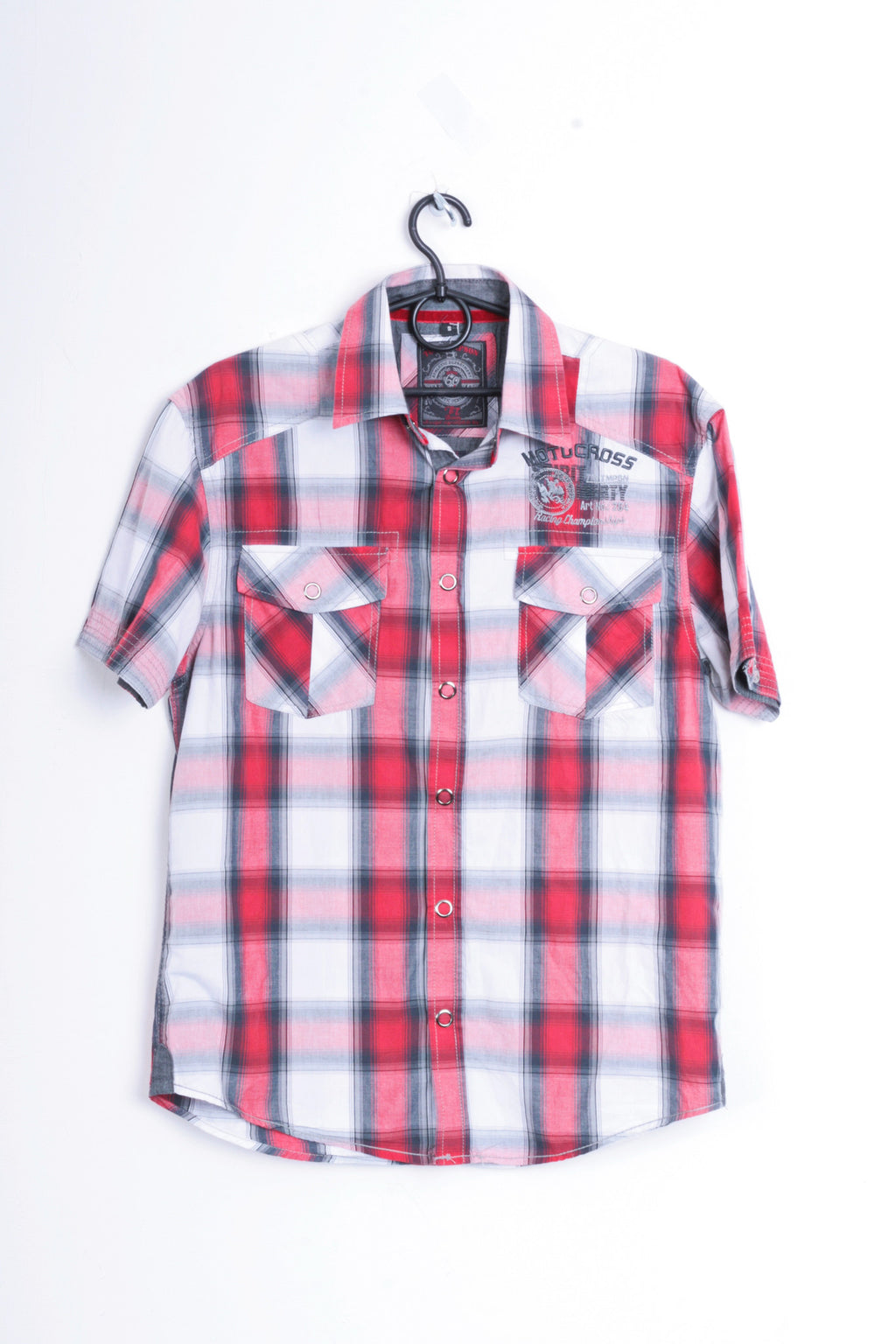 Tom Tompson Mens S Casual Shirt Check Motocross Cotton - RetrospectClothes