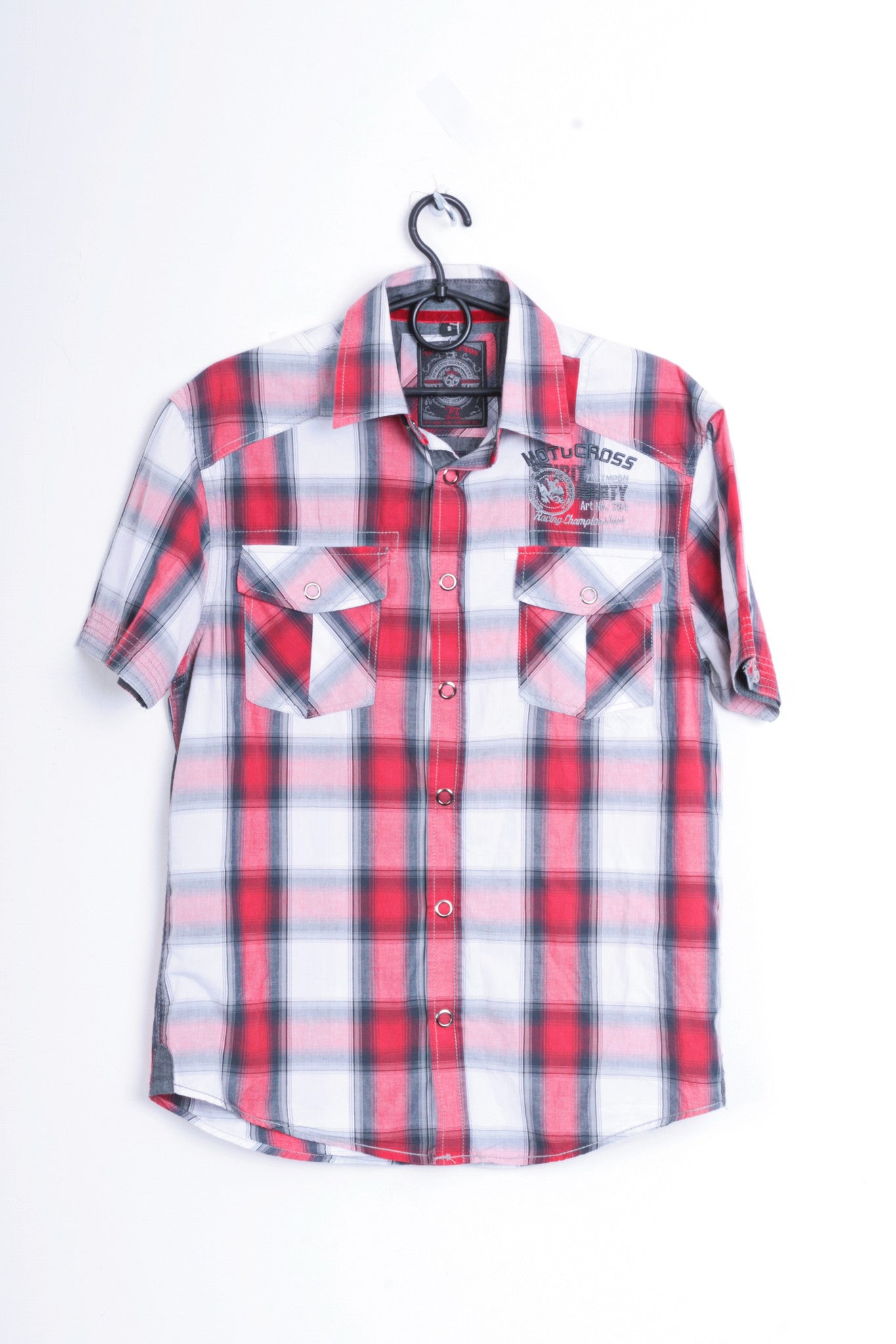 Tom Tompson Mens S Casual Shirt Check Motocross Cotton - RetrospectClothes