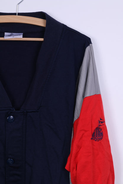 Adidas Mens 50 M Sweatshirt Navy Vintage Nylon Detailed Buttons V Neck Top