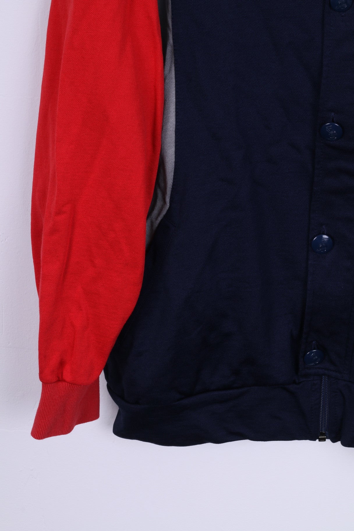 Adidas Sweat-shirt 50 M pour homme en nylon bleu marine vintage avec boutons détaillés et col en V