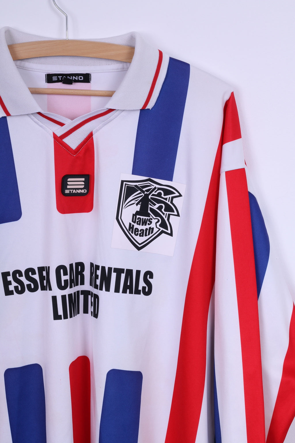 Stanno Mens XL Polo V-Neck Shirt White Sport Long Sleeve