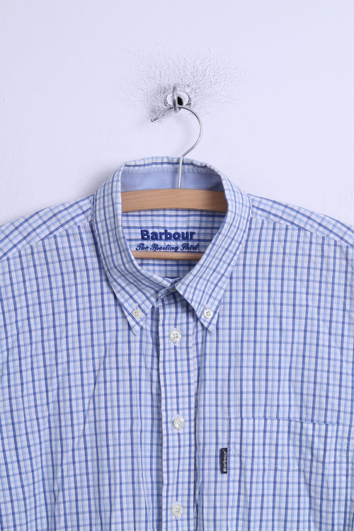 Barbour Chemise décontractée pour homme en coton bleu à manches longues et col boutonné à carreaux