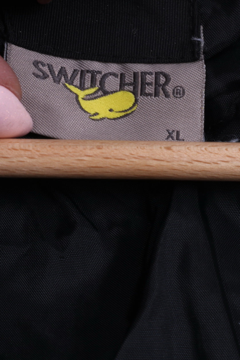 Giacca Switcher da uomo XL con cerniera intera in nylon impermeabile, cappuccio nero