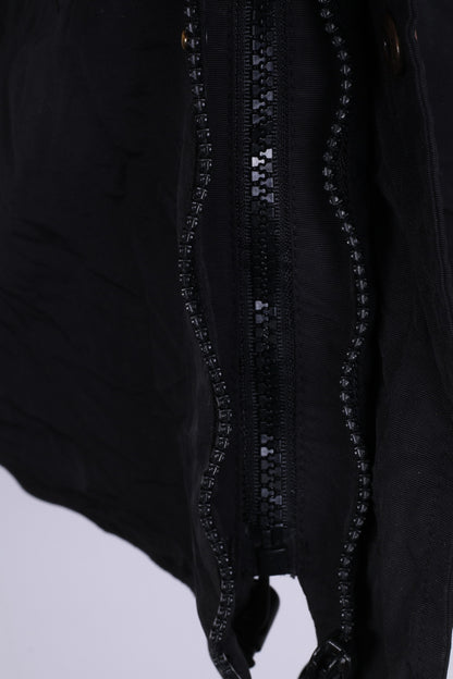 Switcher Veste XL pour homme avec fermeture éclair complète en nylon imperméable à capuche noire