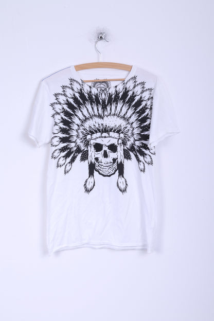 Cedar Wood State Mens S T-Shirt Cotton White Skull Apache Zircons