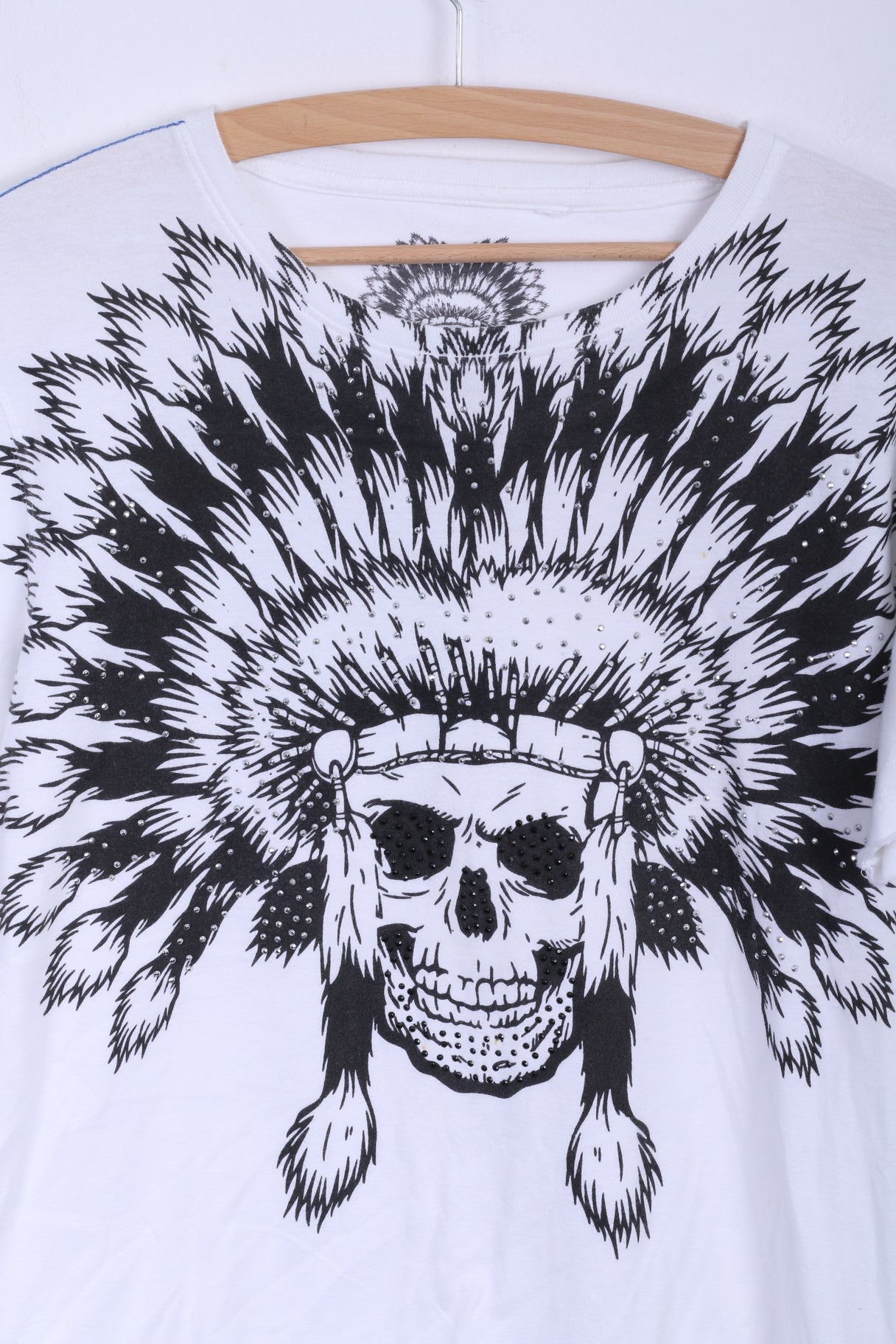 Cedar Wood State Mens S T-Shirt Cotton White Skull Apache Zircons