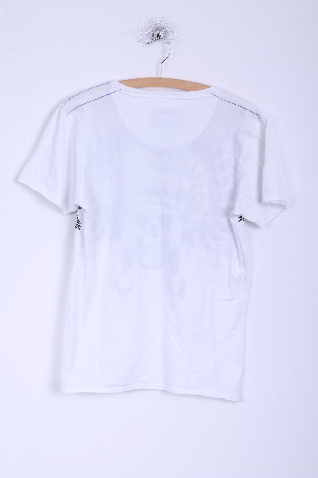 T-shirt da uomo Cedar Wood State S in cotone bianco con teschio Apache zirconi