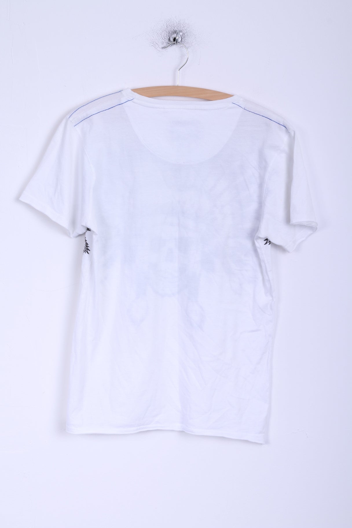 T-shirt da uomo Cedar Wood State S in cotone bianco con teschio Apache zirconi