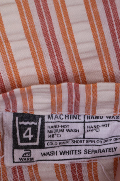Michael Ash Mens 16 Casual Shirt Striped Orange Cotton Long Sleeve