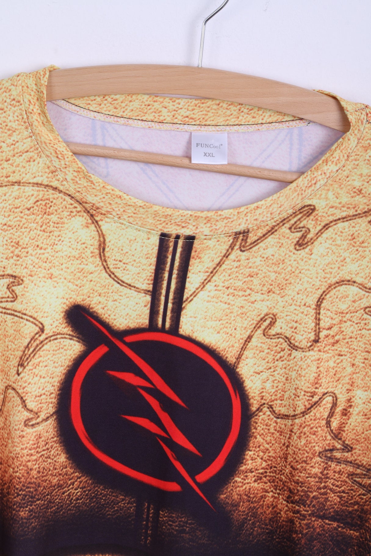 FunCool Chemise XXL à manches longues pour homme avec armure dorée extensible Super Hero