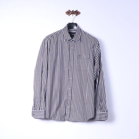 Camicia casual XL da uomo Claudio Campione Top in cotone con righe bianche e nere