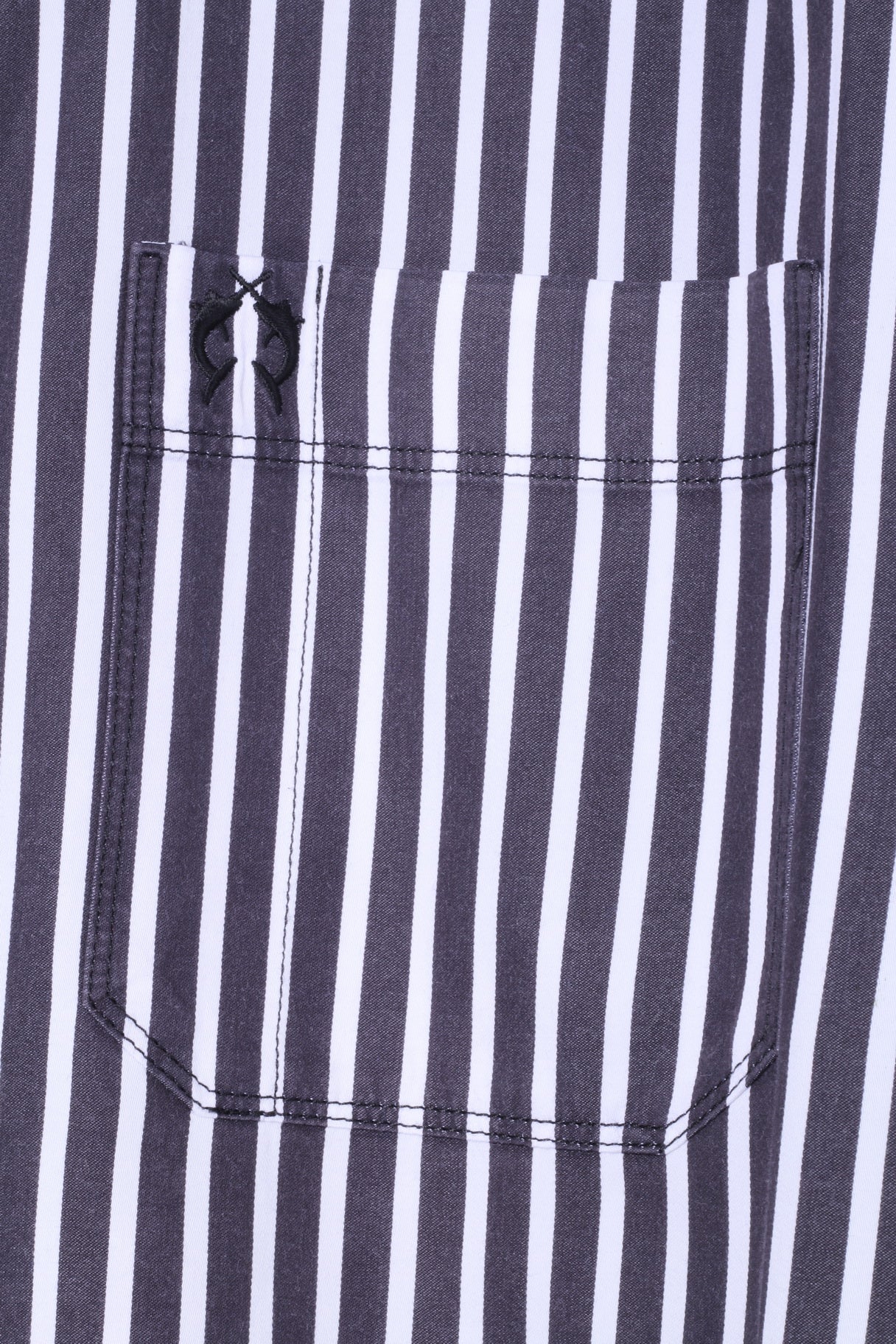 Claudio Campione Chemise décontractée XL pour homme Noir Blanc Rayure Exclusixe Wear Haut en coton