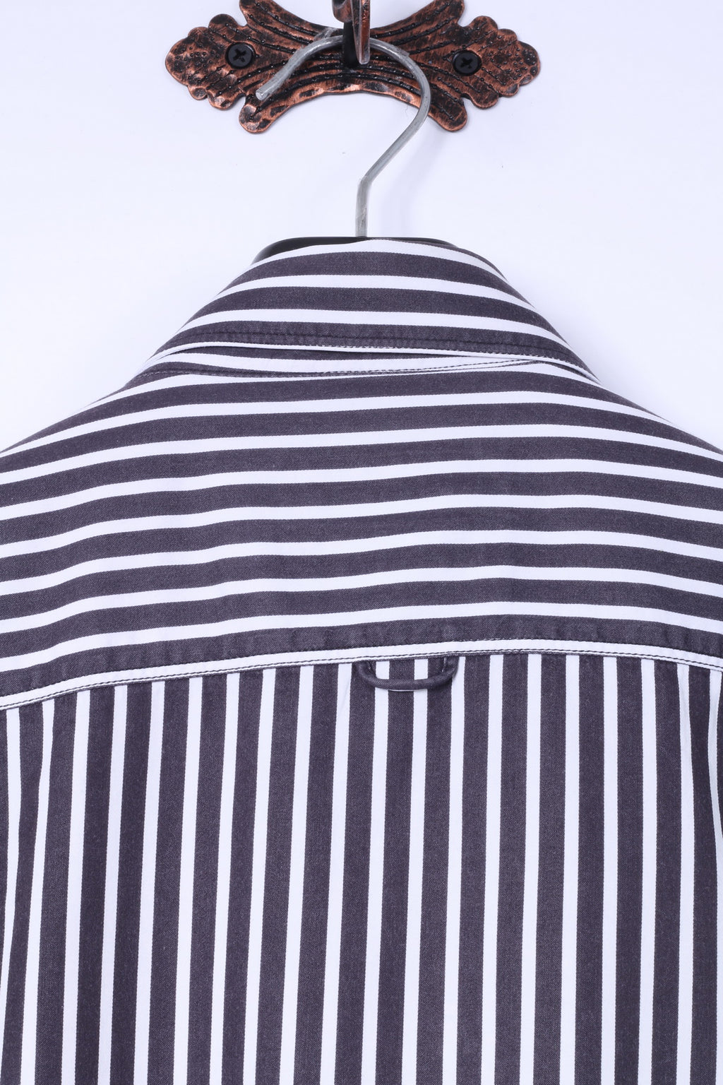 Claudio Campione Mens XL Casual Shirt Black White Stripe Exclusixe Wear Cotton Top