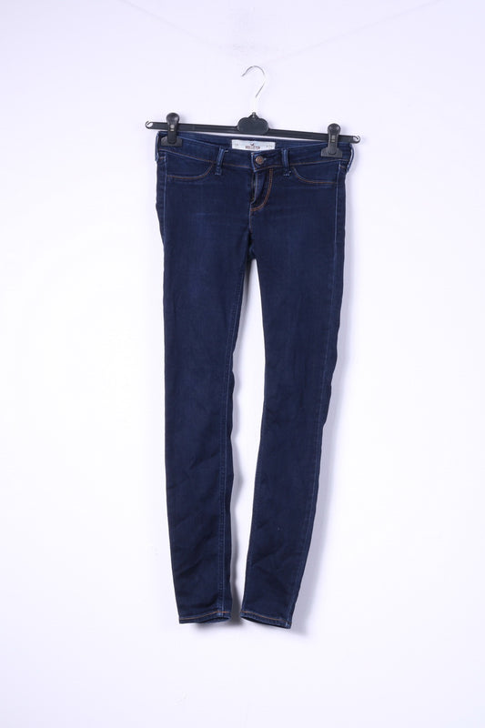 Hollister California Womens 0 W24 L29 Trousers Denim Navy Cotton Jeans