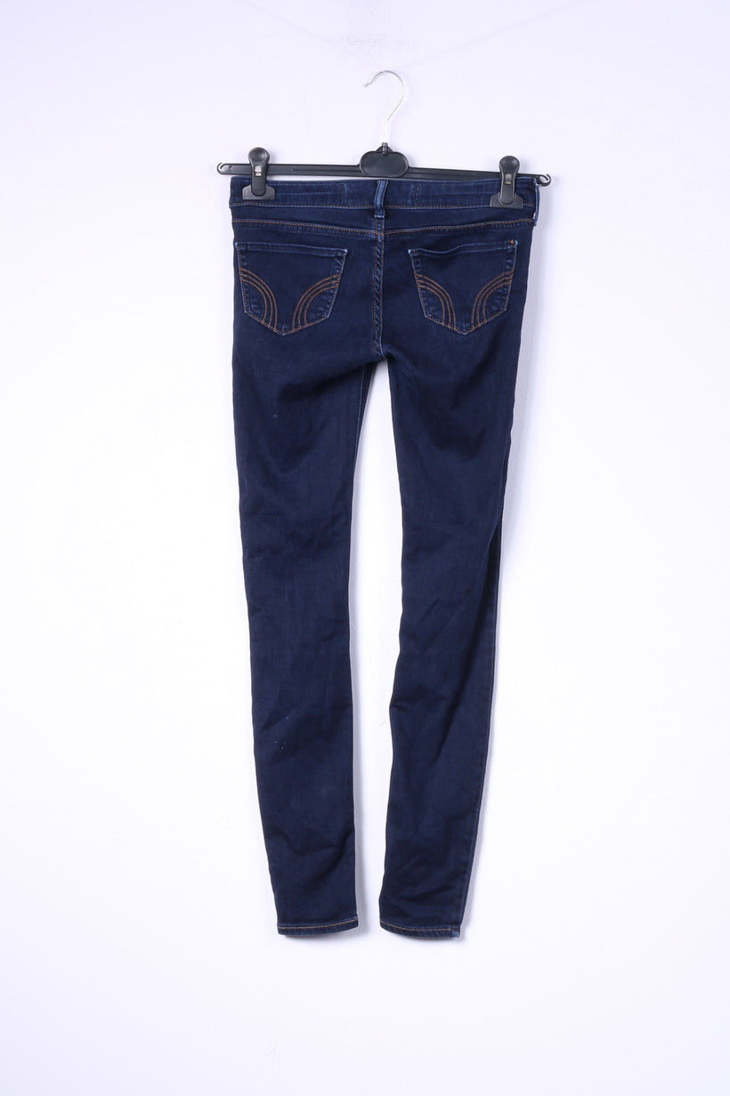 Pantaloni Hollister California da donna 0 W24 L29 Jeans in cotone blu scuro