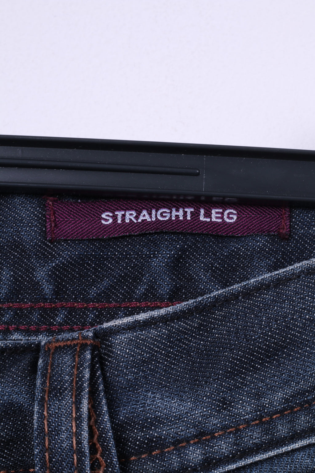 Jeff Banks London Pantalon W34 L30 Homme Coupe Droite Bleu Marine Ajusté à la Taille Coton