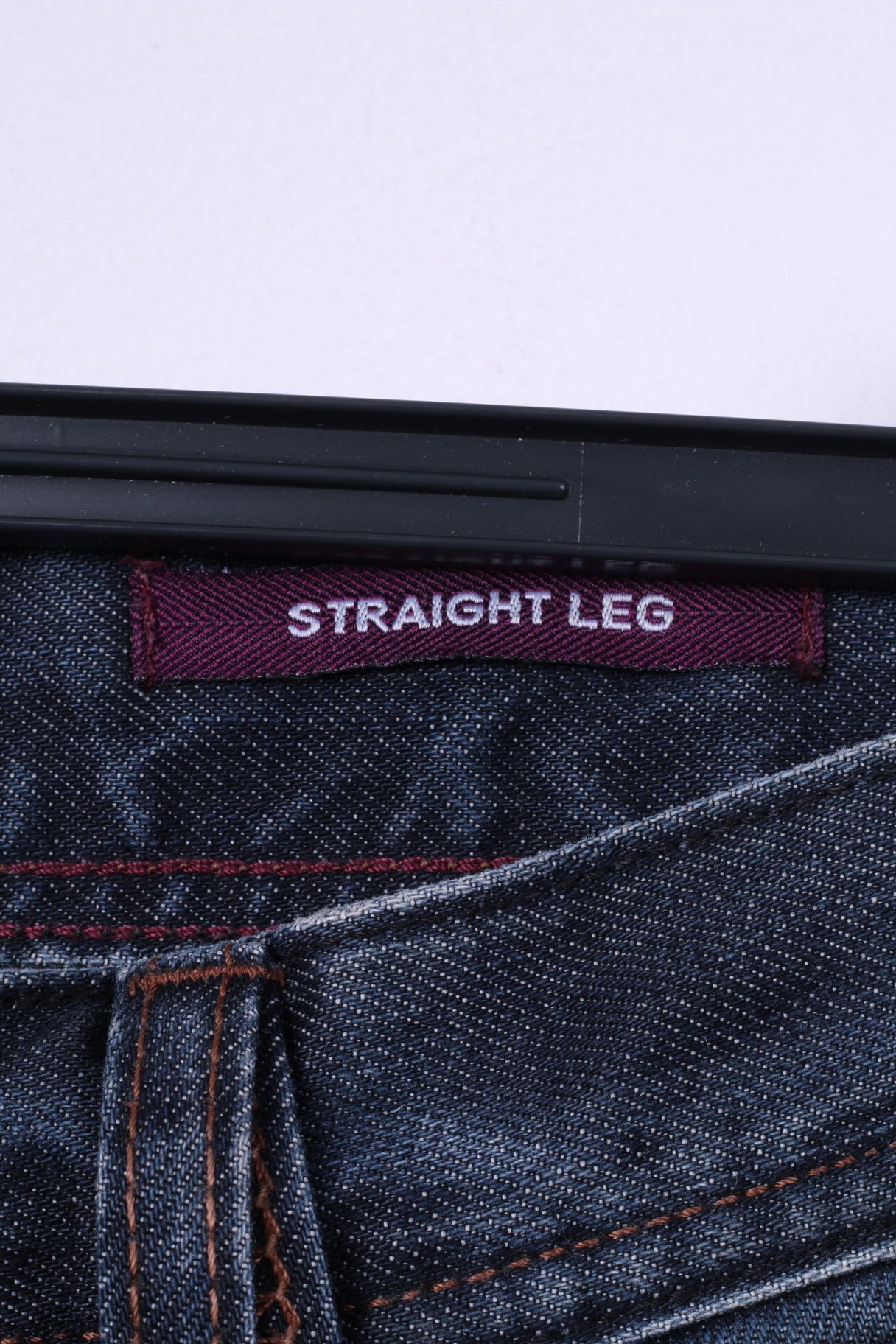 Jeff Banks London Pantalon W34 L30 Homme Coupe Droite Bleu Marine Ajusté à la Taille Coton