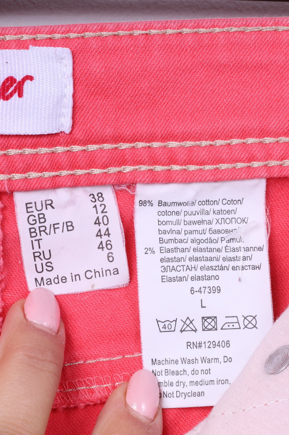 John Baner Jeanswear Donna 12 38 Pantaloni Jeans in cotone rosa Denim