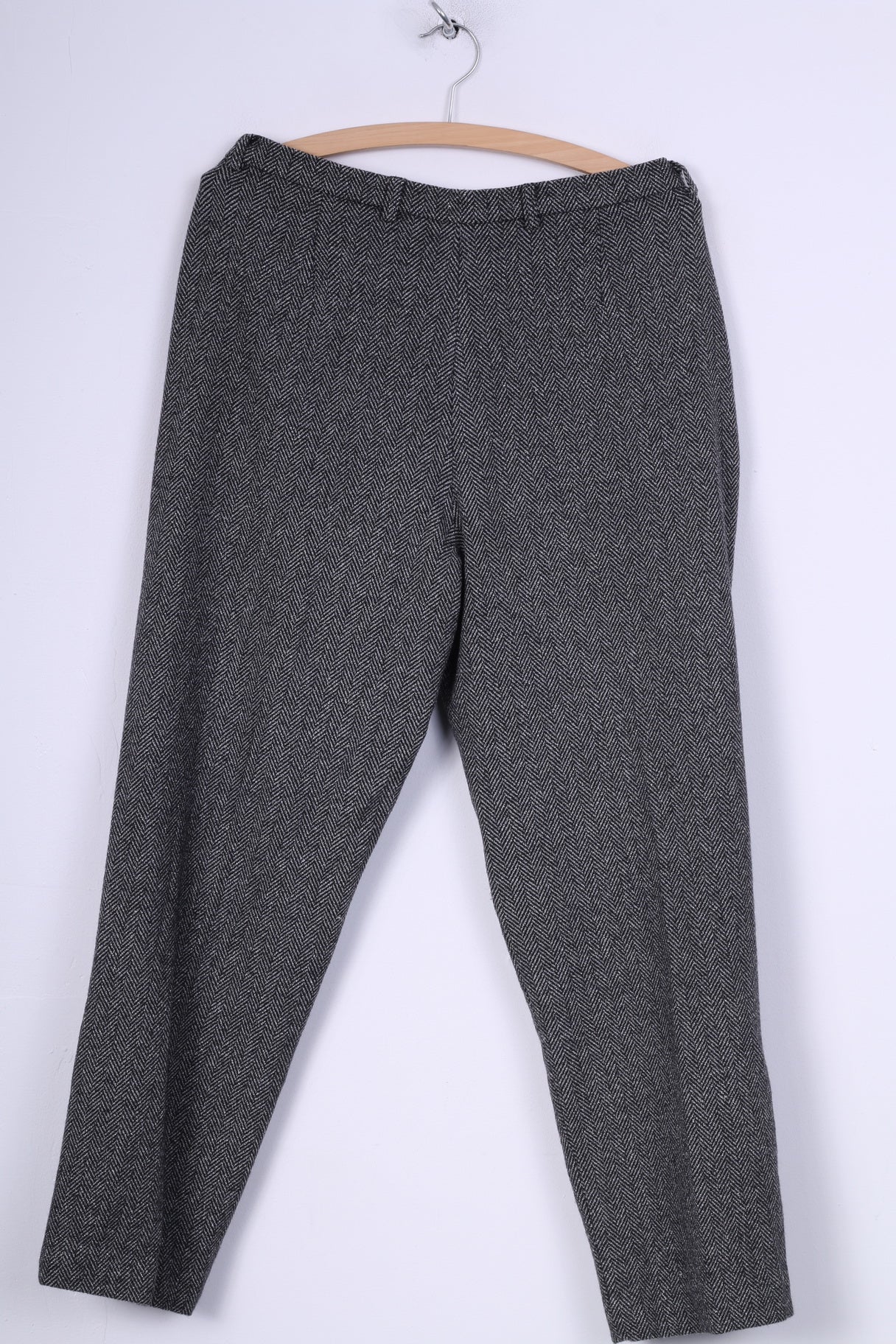 Victoria Womens 40 M Suit Set Trousers Blazer Set 2 Pice Business Herringbone Black/White Wool