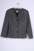 Victoria Womens 40 M Suit Set Trousers Blazer Set 2 Pice Business Herringbone Black/White Wool