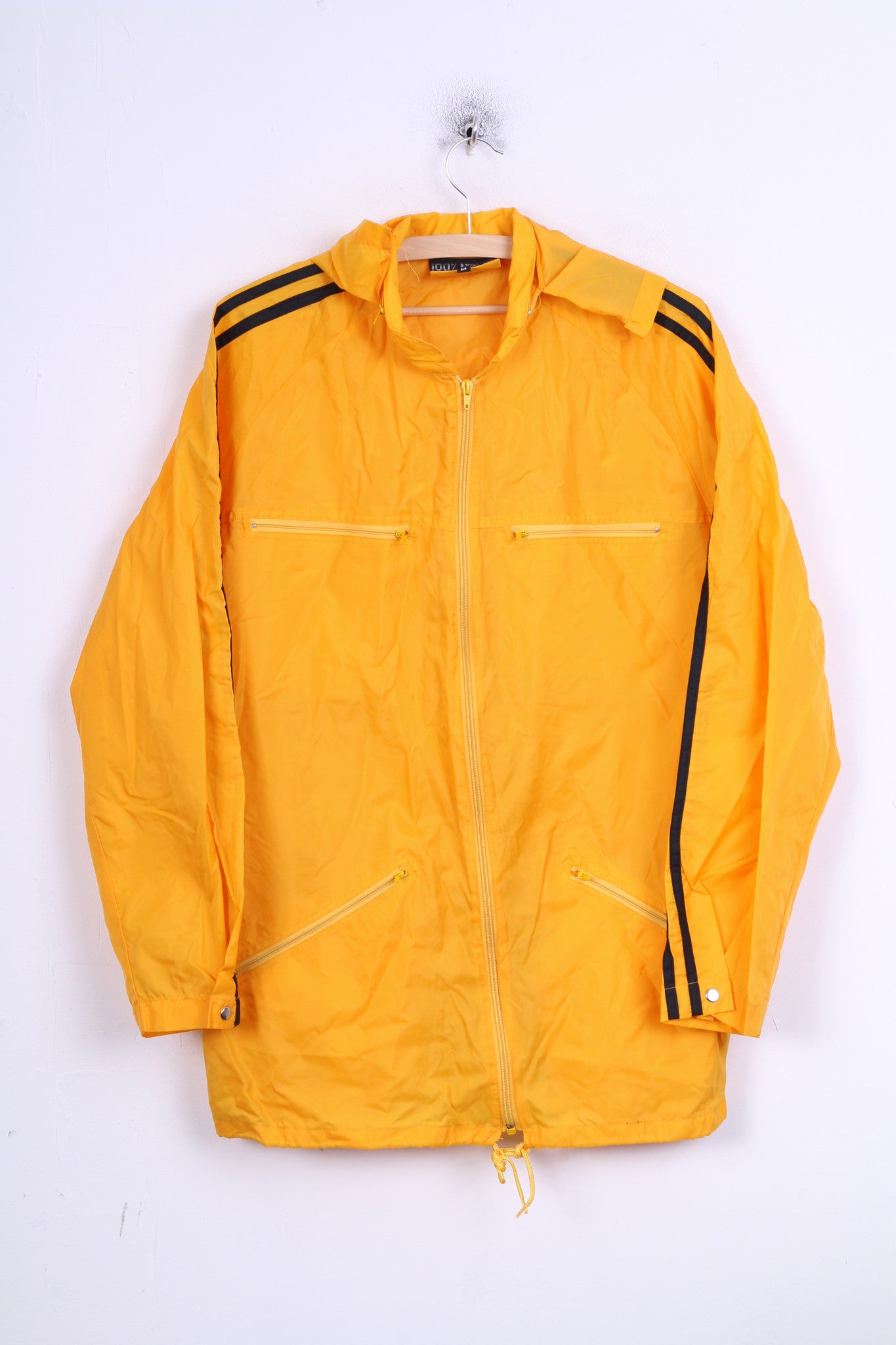 Veste M pour homme jaune Sport capuche imperméable veste de pluie en nylon