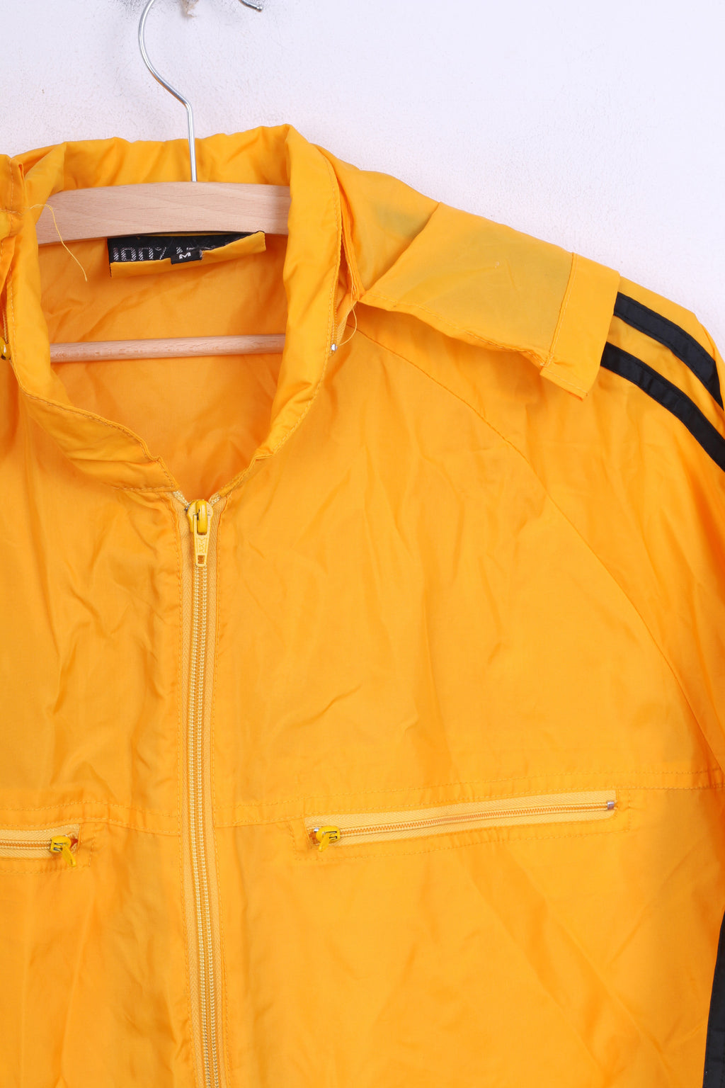 Giacca da uomo M Giacca antipioggia in nylon con cappuccio impermeabile sportivo giallo