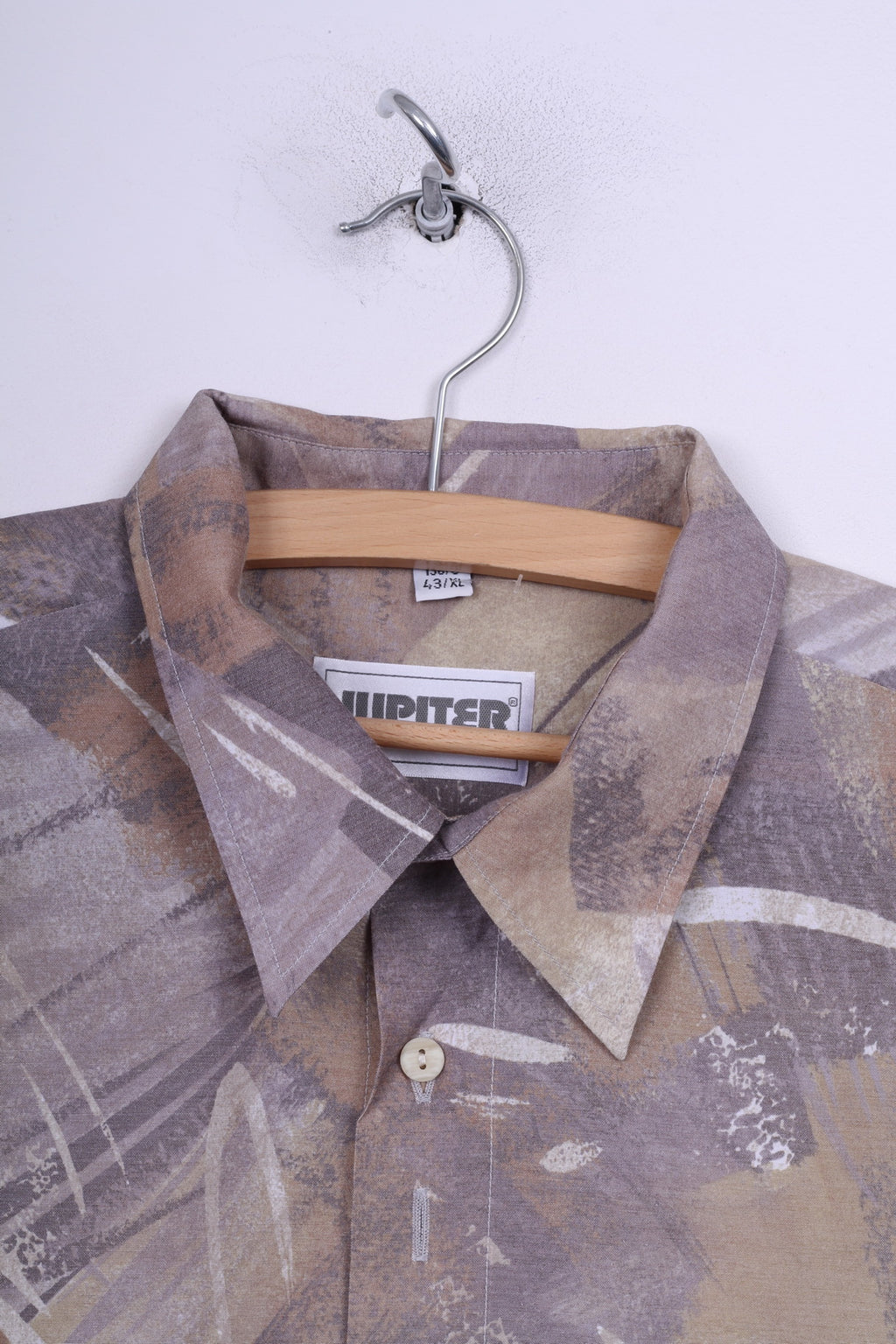 Jupiter Styled By Goldress Camicia casual da uomo 43 XL 163/5 stampa astratta manica lunga verde vintage 