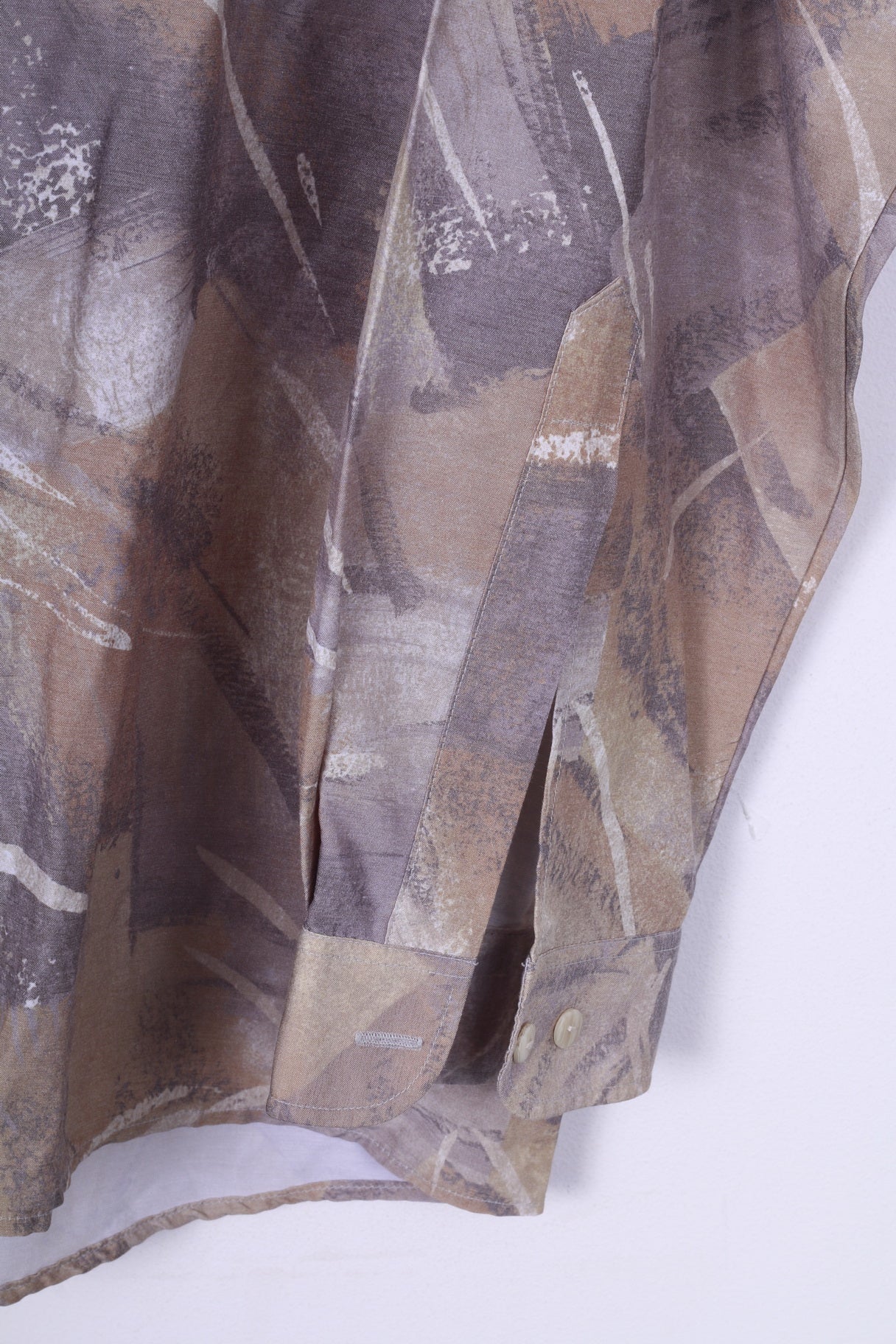 Jupiter Styled By Goldress Camicia casual da uomo 43 XL 163/5 stampa astratta manica lunga verde vintage 