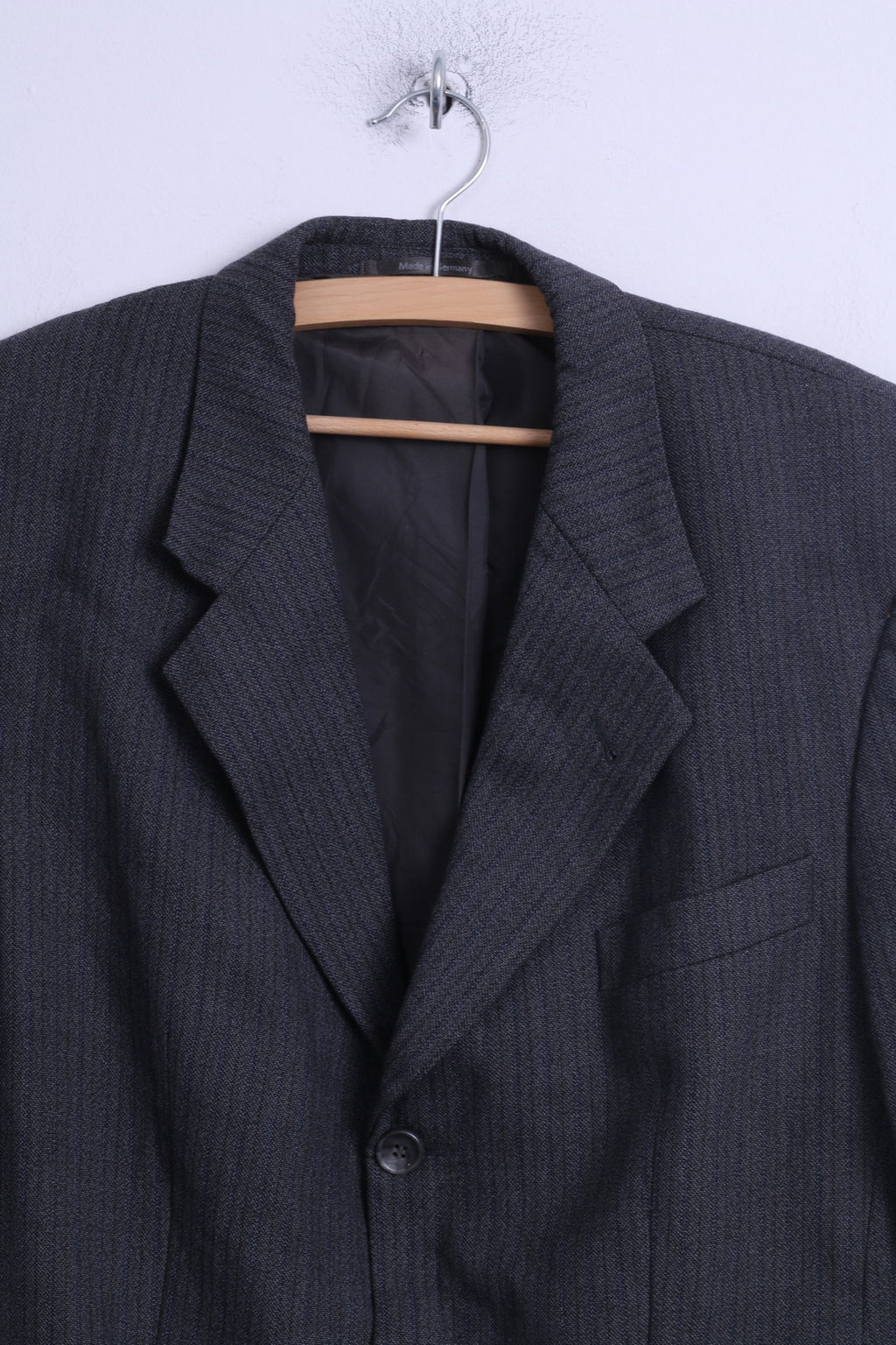 SAKO Giacca da uomo 24 S Giacca monopetto a righe in lana grigio blu