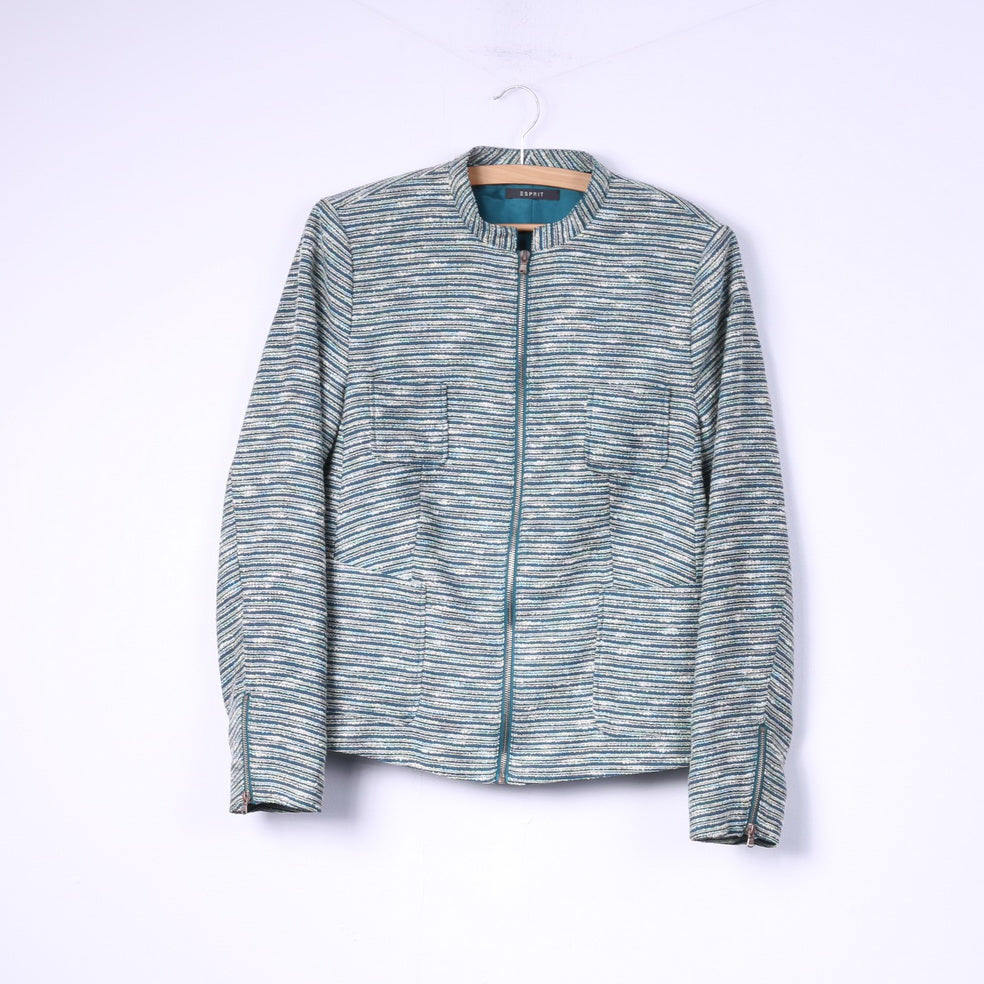 Esprit Femmes 18 44 Blazer Vert Stiped Col Montant Veste Top