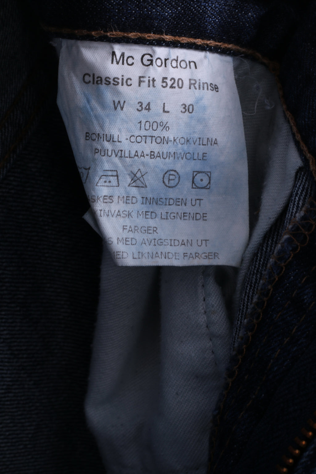 Mc Gordon Mens W34 L30 Jeans Trousers Navy Cotton Classic Fit