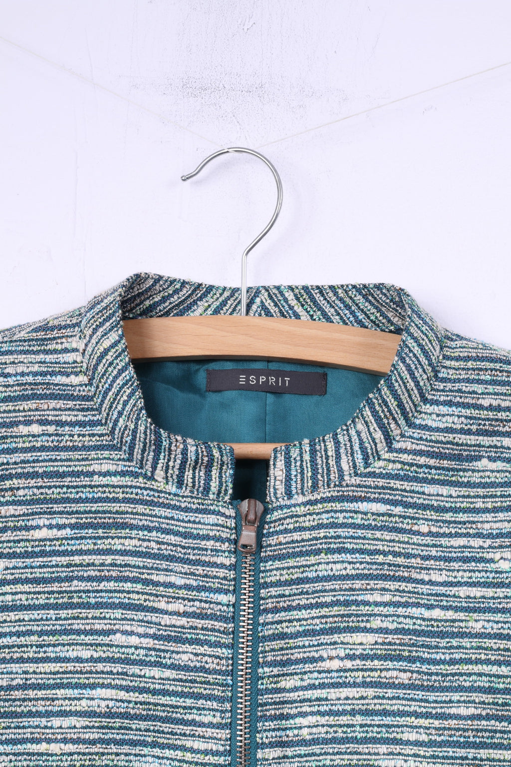 Esprit Femmes 18 44 Blazer Vert Stiped Col Montant Veste Top