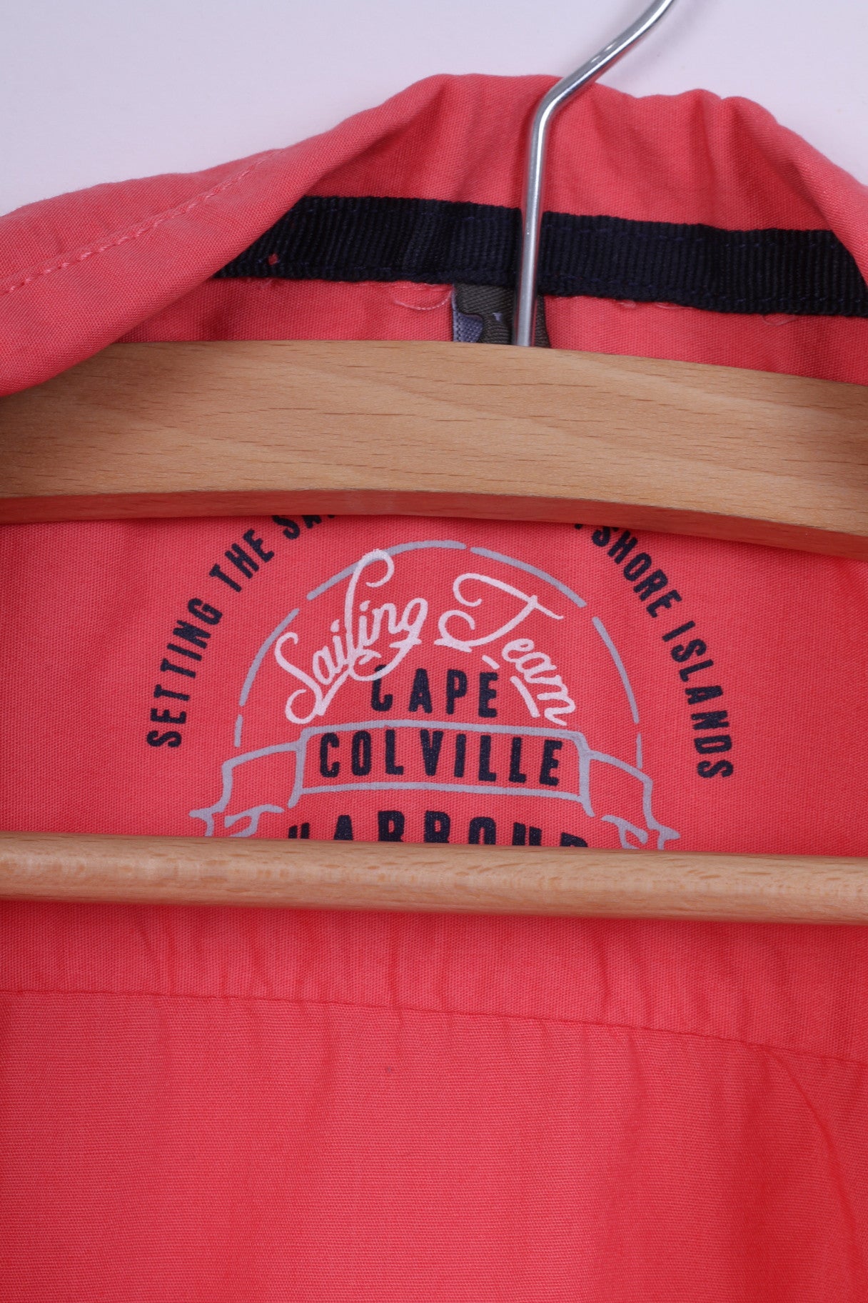 Cape Colville Mens L Casual Shirt Sailing Team Cotton Peach Long Sleeve
