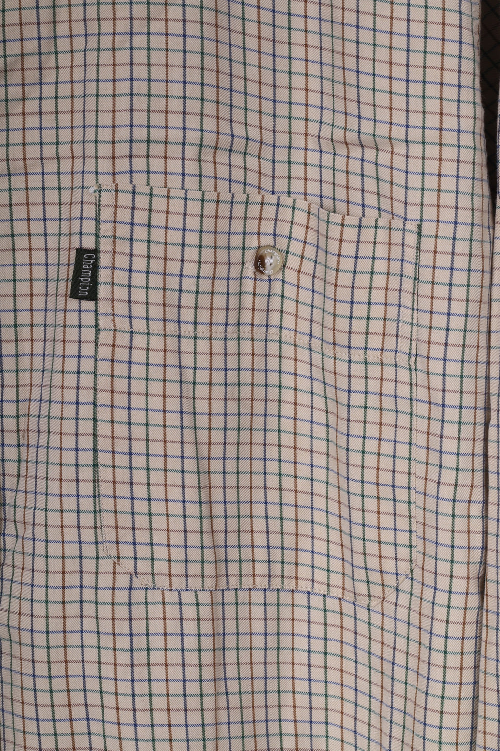 Champion Chemise décontractée M Homme Beige Carreaux Manches Longues Coton Outdoor 