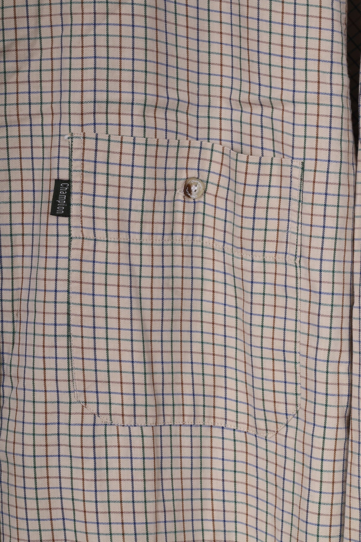 Champion Chemise décontractée M Homme Beige Carreaux Manches Longues Coton Outdoor 