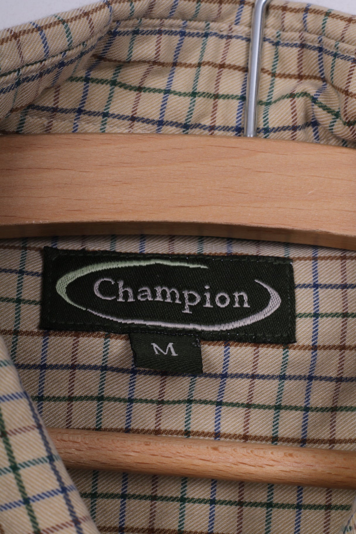 Champion Chemise décontractée M Homme Beige Carreaux Manches Longues Coton Outdoor 