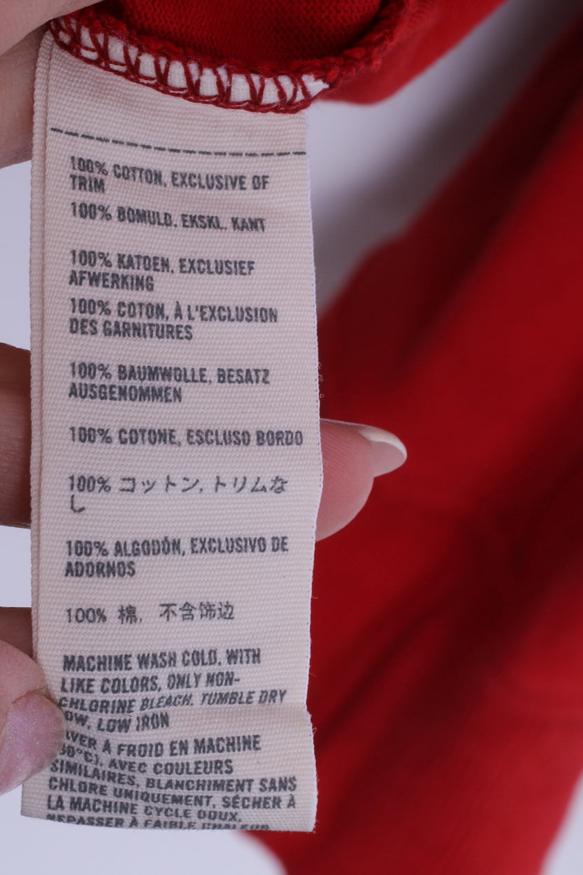 Abercrombie &amp; Fitch Chemise à manches longues M (S) pour homme Rouge Coton Col rond A&amp;F