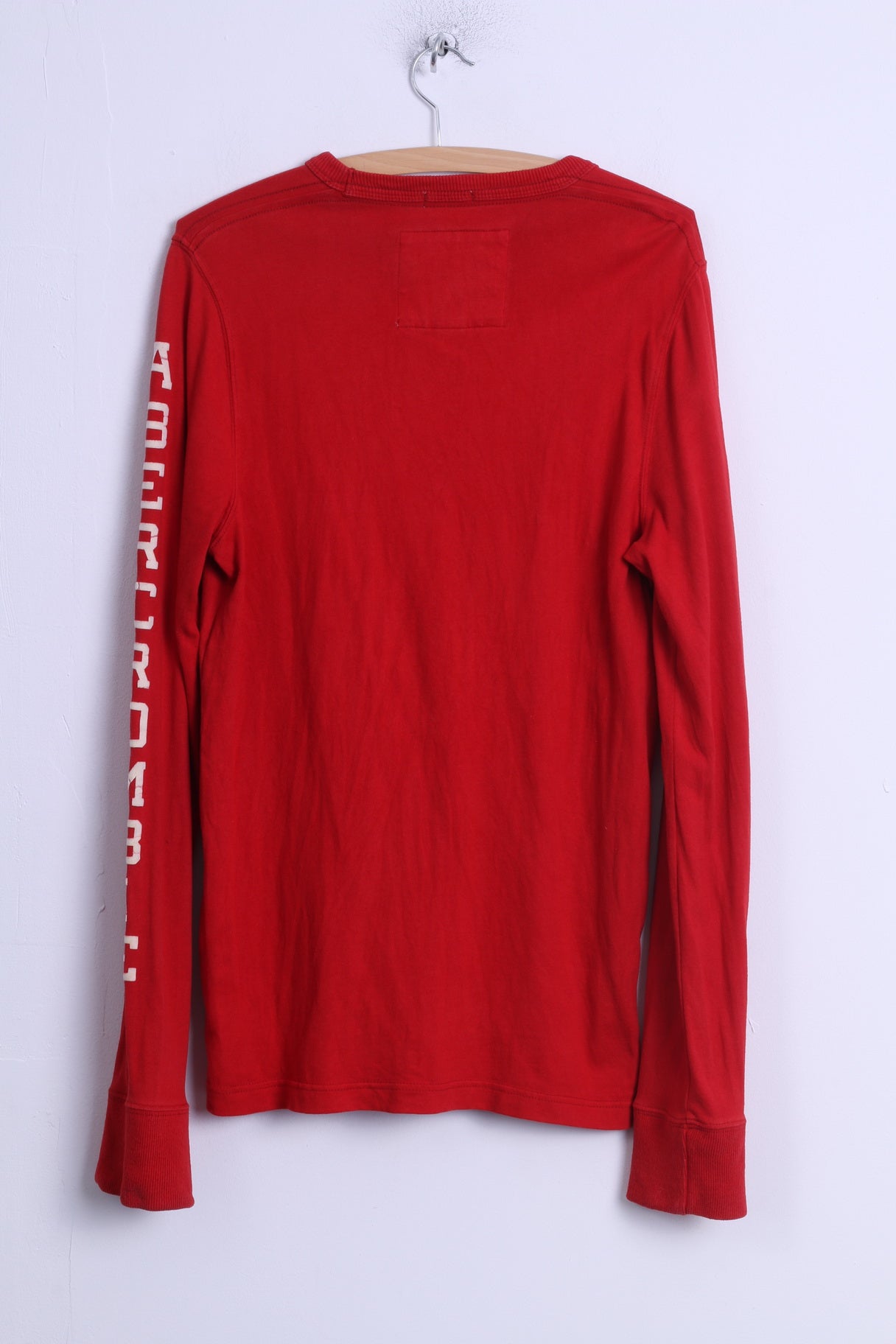 Abercrombie &amp; Fitch Chemise à manches longues M (S) pour homme Rouge Coton Col rond A&amp;F