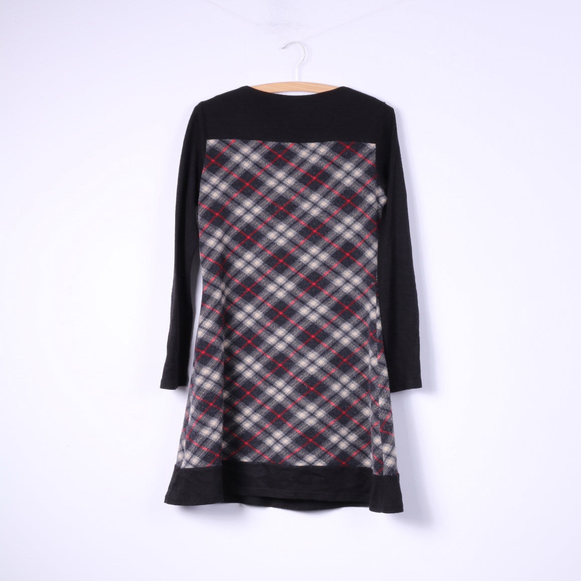 Yumi Womens 38 10 M Midi Dress Long Sleeve Check Black