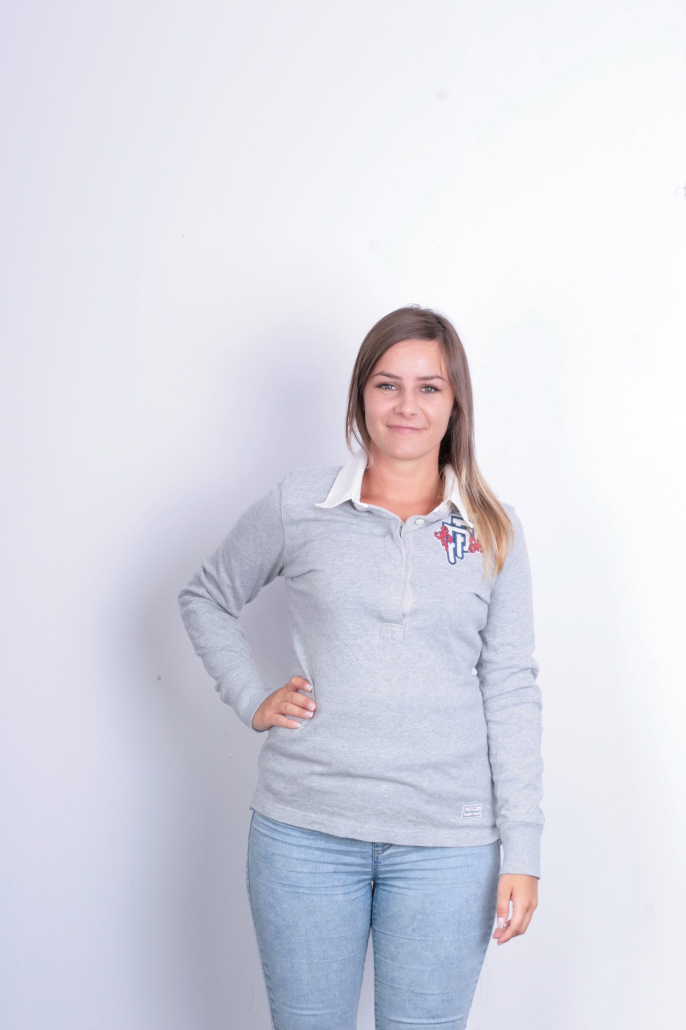 Peak Performance Womens S Polo Shirt Grey Cotton Long Sleeve - RetrospectClothes