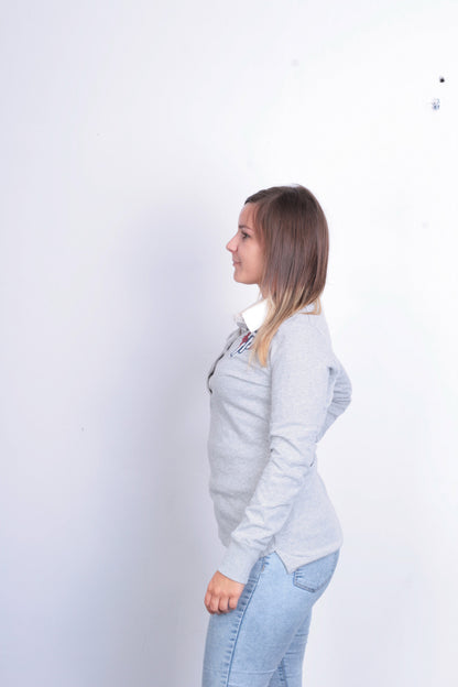 Peak Performance Womens S Polo Shirt Grey Cotton Long Sleeve - RetrospectClothes
